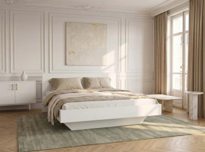 Łóżko lewitujące 120x200 DM2 z płyty meblowej białe