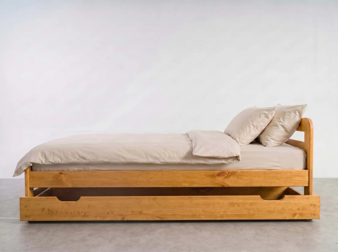 Sosnowa szuflada drewniana pod łóżko 198 cm olcha