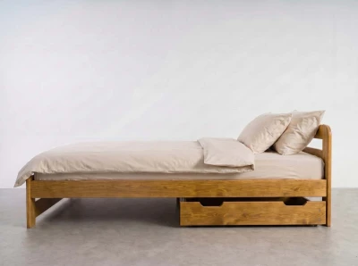 Sosnowa szuflada drewniana pod łóżko 98 cm dąb