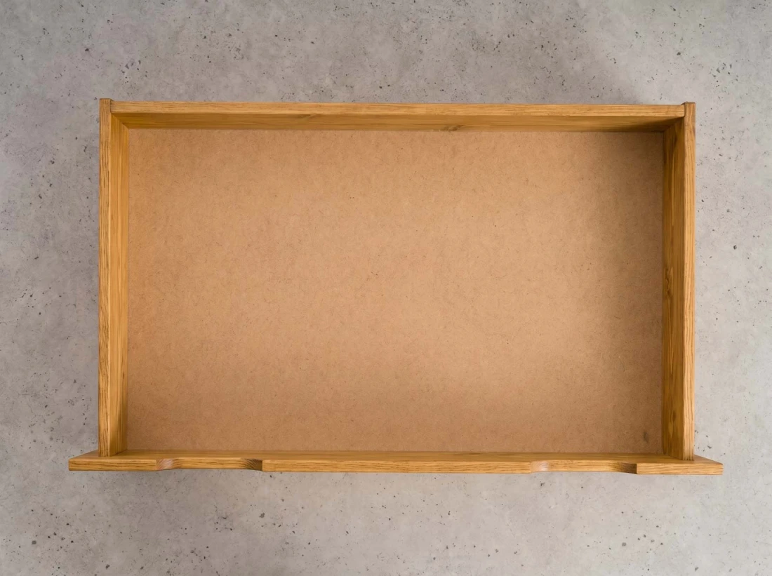 Sosnowa szuflada drewniana pod łóżko 98 cm dąb