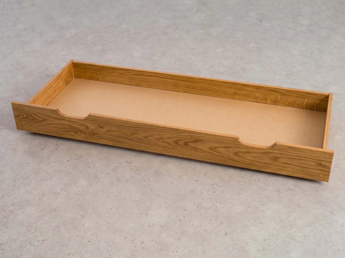 Sosnowa szuflada drewniana pod łóżko 150 cm dąb