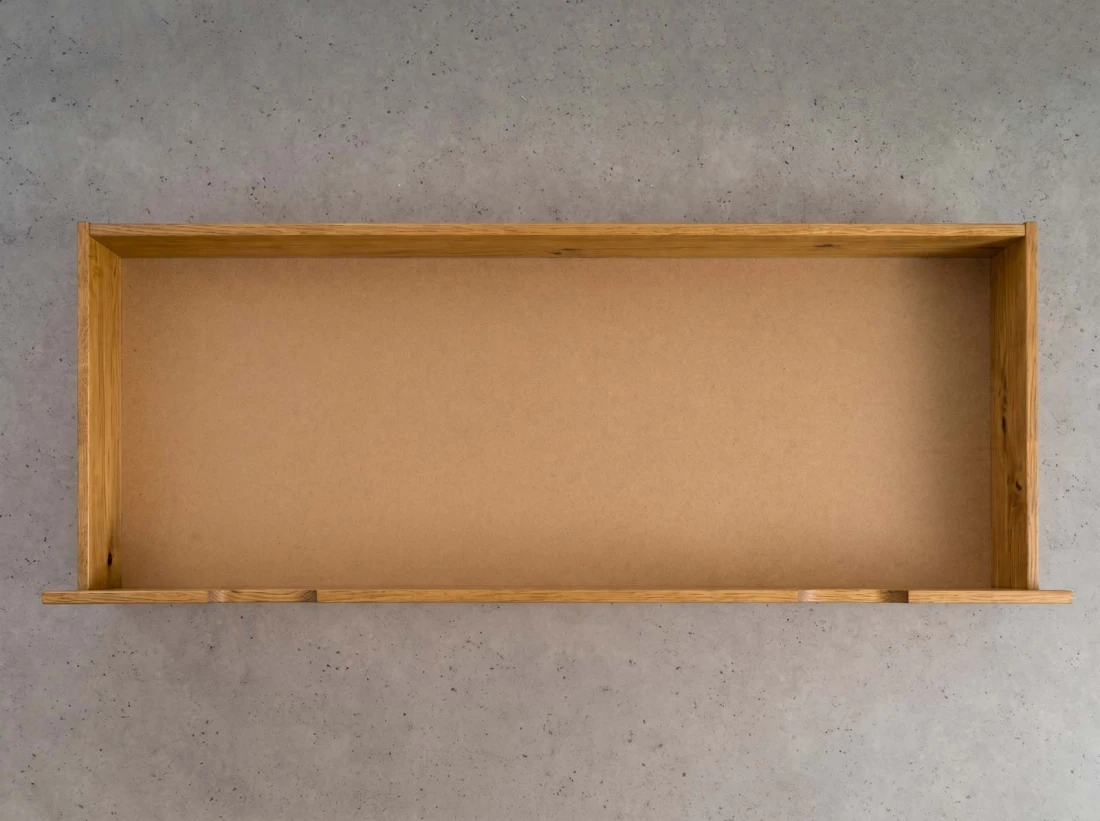 Sosnowa szuflada drewniana pod łóżko 150 cm dąb