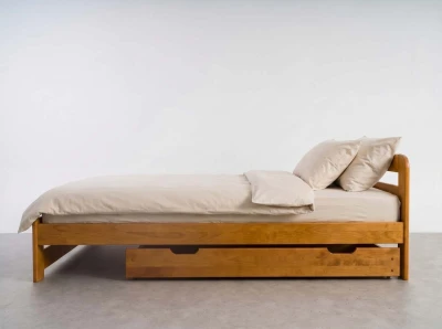 Sosnowa szuflada drewniana pod łóżko 150 cm olcha