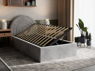 Łóżko dziecięce tapicerowane z pojemnikiem 90x200 ze stelażem szary Bluvel 03 Kids Line 5 Tęcza