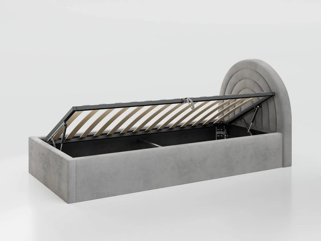 Łóżko dziecięce tapicerowane z pojemnikiem 90x200 ze stelażem szary Bluvel 03 Kids Line 5 Tęcza