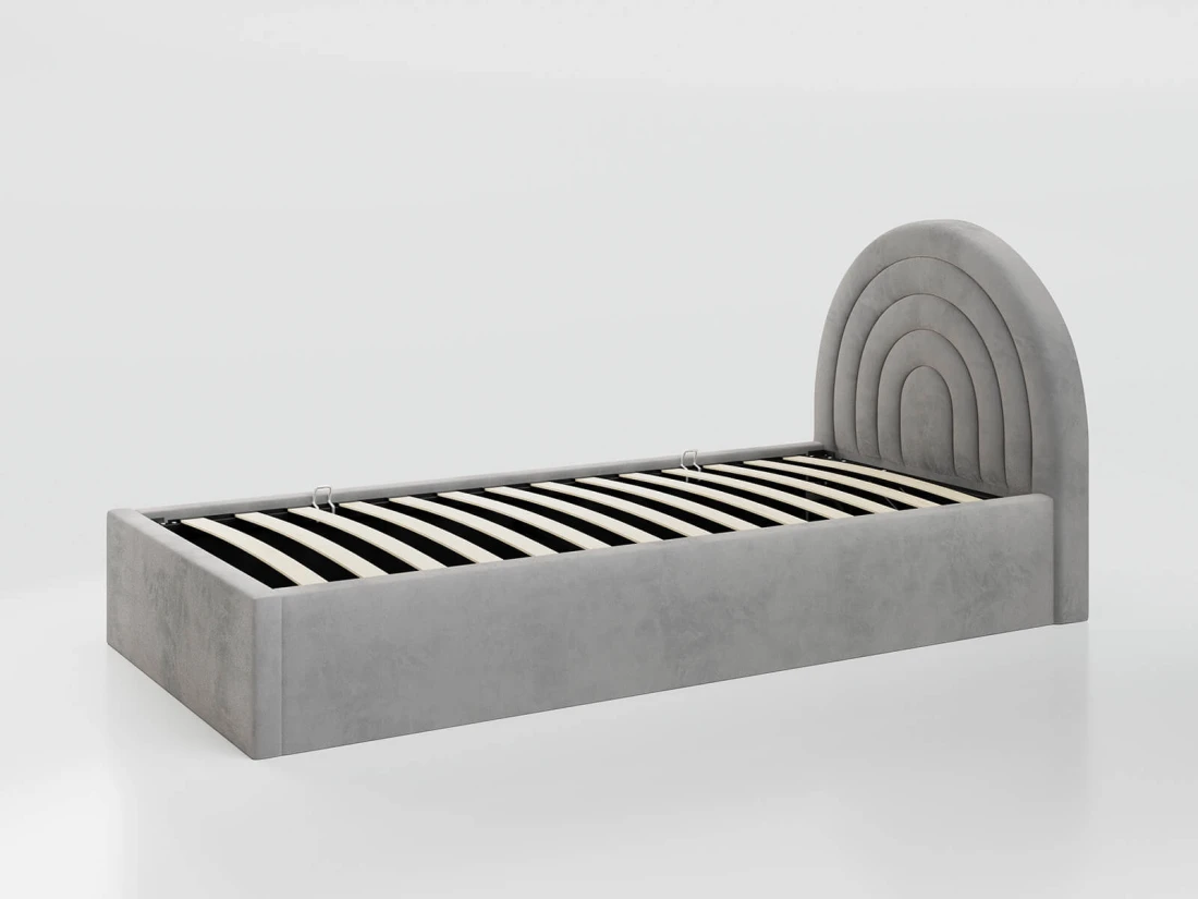 Łóżko dziecięce tapicerowane z pojemnikiem 90x200 ze stelażem szary Bluvel 03 Kids Line 5 Tęcza