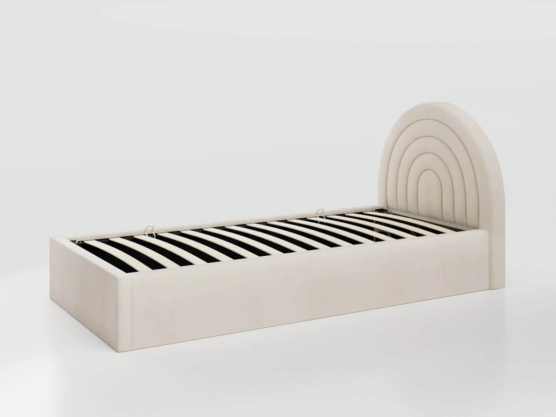 Łóżko dziecięce tapicerowane z pojemnikiem 90x200 ze stelażem beżowy Bluvel  22 Kids Line 5 Tęcza