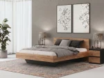 Łóżko lewitujące 160x200 DM2 z płyty meblowej dąb craft + czarny