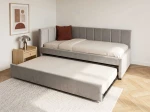 Tapczan dwuosobowy rozkładany z wysuwanym łóżkiem Dan 90x200 Bluvel 03 Szary