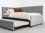 Tapczan dwuosobowy rozkładany z wysuwanym łóżkiem Dan 90x200 Bluvel 03 Szary