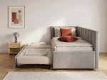 Tapczan dwuosobowy rozkładany z wysuwanym łóżkiem Dan 90x200 Bluvel 03 Szary