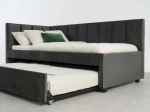 Tapczan dwuosobowy rozkładany z wysuwanym łóżkiem Dan 90x200 Bluvel 18 Grafitowy