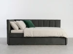 Tapczan dwuosobowy rozkładany z wysuwanym łóżkiem Dan 90x200 Bluvel 18 Grafitowy