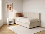 Tapczan dwuosobowy rozkładany z wysuwanym łóżkiem Dan 90x200 Bluvel 22 Beżowy