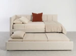 Tapczan dwuosobowy rozkładany z wysuwanym łóżkiem Dan 90x200 Bluvel 22 Beżowy