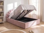 Łóżko dziecięce tapicerowane z pojemnikiem 120x200 z podnoszonym stelażem różowy Velvet Kids Line 3 Muszelka