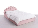 Łóżko dziecięce tapicerowane z pojemnikiem 120x200 z podnoszonym stelażem różowy Velvet Kids Line 3 Muszelka