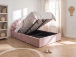 Łóżko dziecięce tapicerowane z pojemnikiem 120x200 z podnoszonym stelażem różowy Velvet Kids Line 3 Muszelka