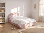 Łóżko dziecięce tapicerowane z pojemnikiem 120x200 z podnoszonym stelażem różowy Velvet Kids Line 3 Muszelka