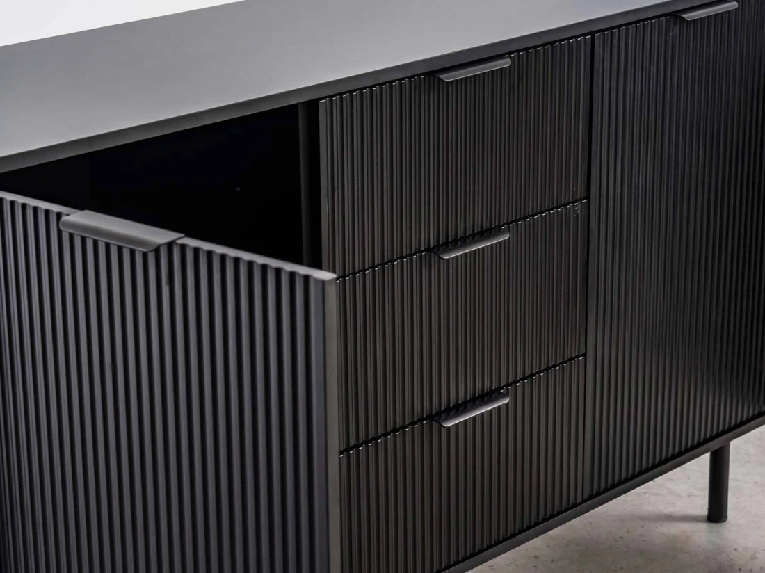 Komoda z szufladami i półkami 3S2D Riff Czarna