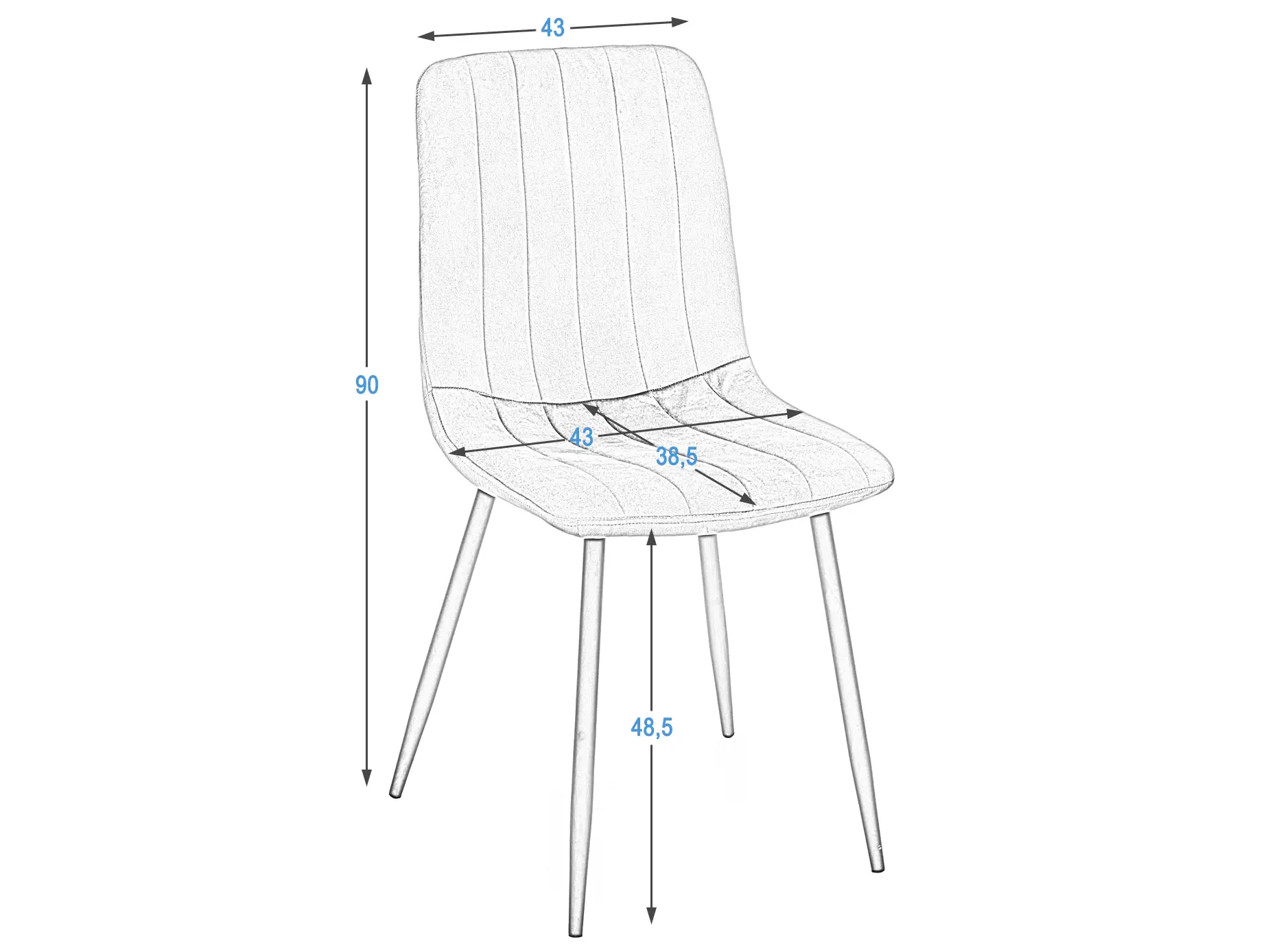 Krzesło tapicerowane welurowe popielate Pasos